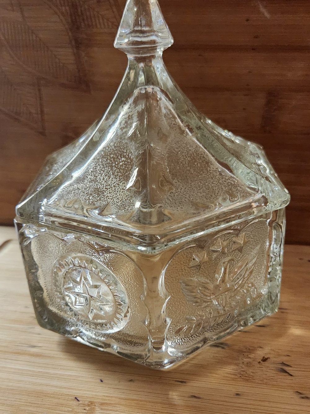 Tiara Clear Glass Decorative Covered Jar